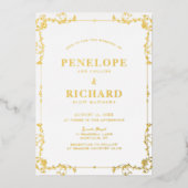 werveling grens bruiloft goud folie uitnodiging (Voorkant)