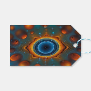 Werveling van Kleuren: Abstracte Dans van Olie en Cadeaulabel