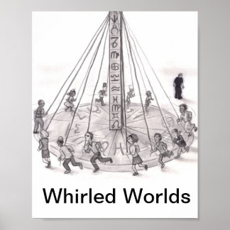 Wervelingen gekruld. Mensen die rondlopen in de as Poster