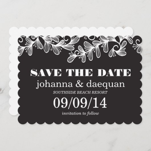 wervelings bladeren save the date (Voorkant / Achterkant)