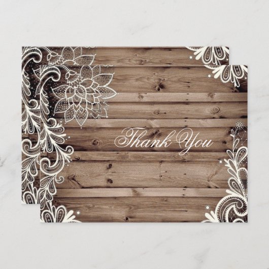 Wervelt kant schuur hout land bruiloft dank u briefkaart (Voorkant / Achterkant)