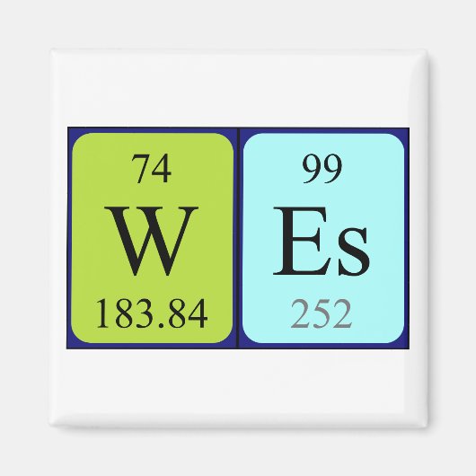 Wes nom de table périodique aimant (Devant)