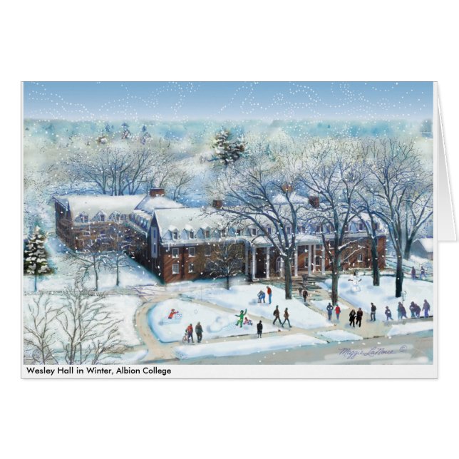 Wesley Hall in Winter, Albion College Note (Voorkant Horizontaal)