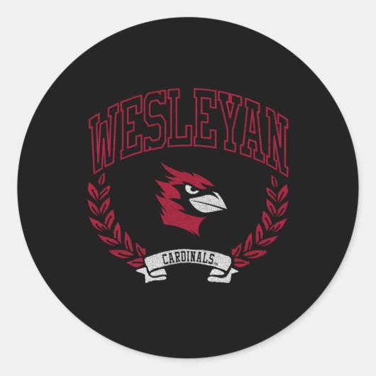 Wesleyan Kardinalen Overwinning Ronde Sticker (Voorkant)