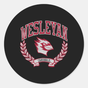 Wesleyan Kardinalen Overwinning Zwart Ronde Sticker