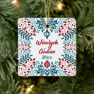 Wèsołych Gódów Kashubian Merry kerst Keramisch Ornament