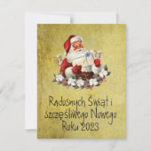 Wesołych Świąt Joyeuse carte de Noël en or polonai (Devant)