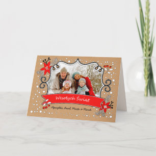 Wesołych Świąt Kerstfotokaart in het Pools Feestdagen Kaart