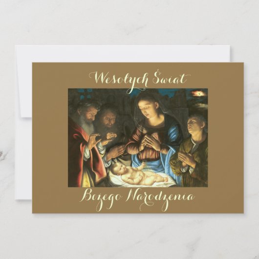 Wesołych świąt kerstkaart in het Pools Aankondiging (Voorkant)