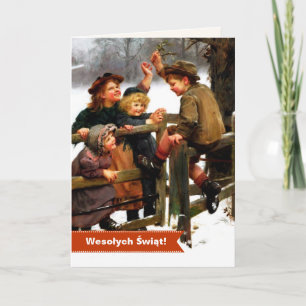 Wesołych Świąt kerstKaart in het Pools Feestdagen Kaart