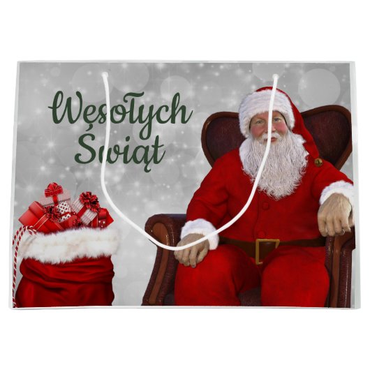 Wesołych świąt Merry Kerstkaart Poolse kerstkaart Groot Cadeauzakje (Voorkant)