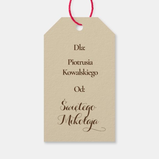 Wesołych Świąt Pools kerstfeest Polen Kinder Cadeaulabel (Achterkant)