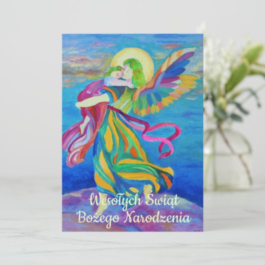 Wesołych świąt Religieuze Kerstmis Poolse Engel Aankondiging (Staand voorkant)