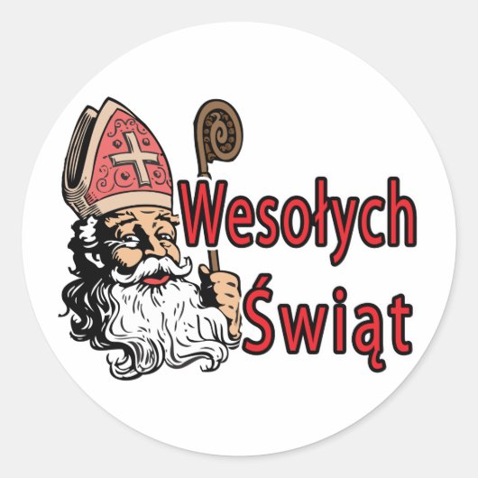 Wesolych Swiat St. Nicholas Ronde Sticker (Voorkant)