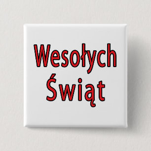 Wesolych Swiat Vierkante Button 5,1 Cm