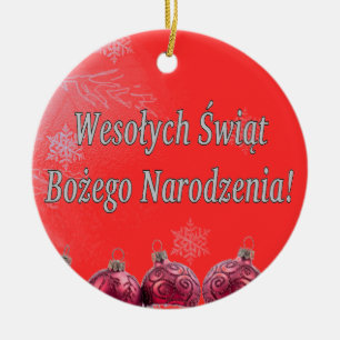 Wesołych Świąt ...! Vrolijk kerstfeest in het P Keramisch Ornament