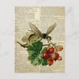 wesp florale kunst op  woordenboekpagina briefkaart