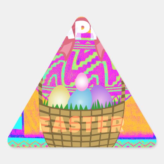 West-Afrikaanse geïnspireerde paasmand en eieren k Driehoek Sticker (Voorkant)
