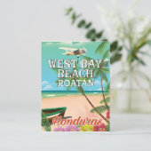 West Bay Beach, Roatán Honduras reisposter Briefkaart (Staand voorkant)