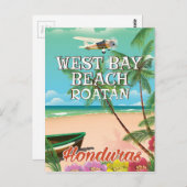 West Bay Beach, Roatán Honduras reisposter Briefkaart (Voorkant / Achterkant)