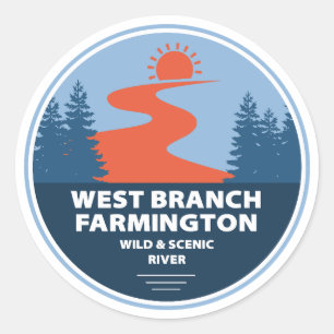 West Branch Farmington Wild and Schilderachtig Riv Ronde Sticker