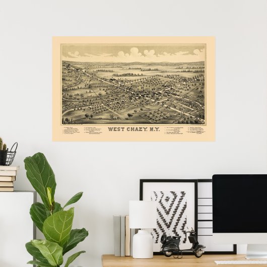 West Chazy, NY Panoramic Map - 1899 Poster (Thuiskantoor)