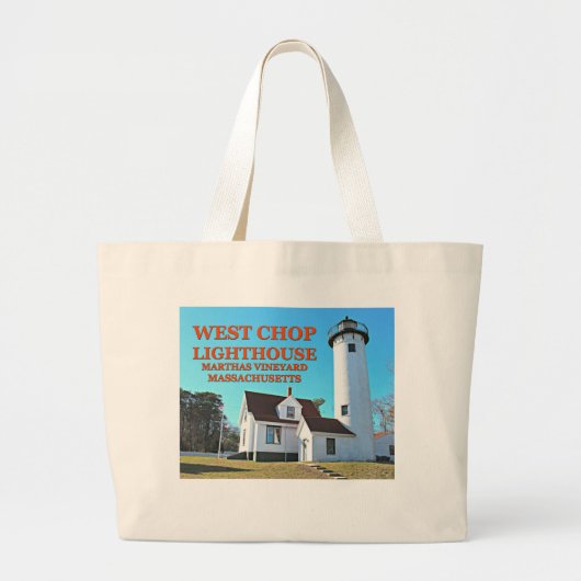 West Chop Lighthouse, Marthas Vineyard MA Canvas t Grote Tote Bag (Voorkant)