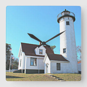 West Chop Lighthouse, Marthas Vineyard MA Clock Vierkante Klok