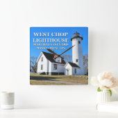 West Chop Lighthouse, Marthas Vineyard MA Clock Vierkante Klok (Huis)