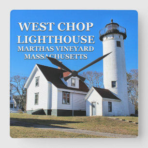 West Chop Lighthouse, Marthas Vineyard MA Clock Vierkante Klok