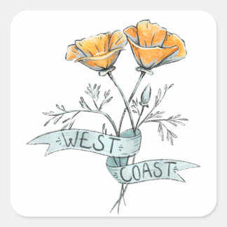 West Coast California Poppy Vierkante Sticker