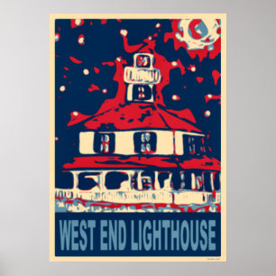 West End Light House en Moon Poster