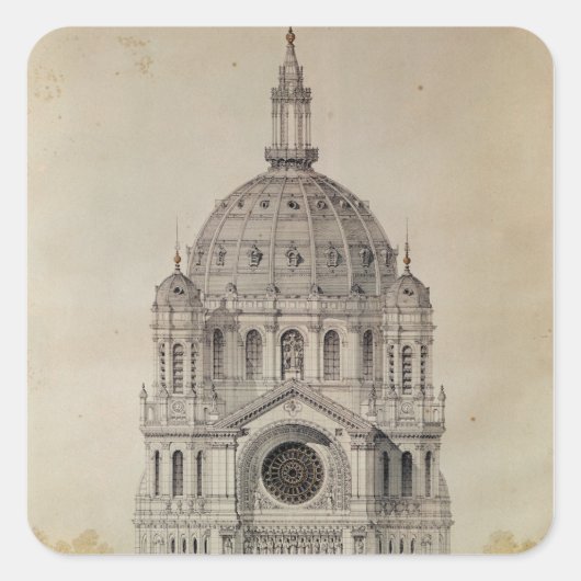 West-facade van de kerk van St. Augustin Vierkante Sticker (Voorkant)