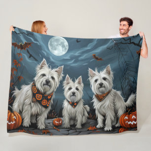 West Highland Halloween Spooky Fleece Deken