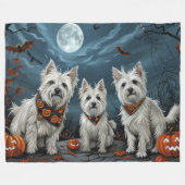 West Highland Halloween Spooky Fleece Deken (Voorkant (Horizontaal))
