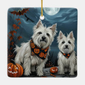 West Highland Halloween Spooky Keramisch Ornament (Achterkant)