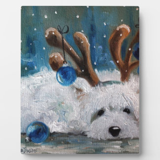 West Highland Terrier Blue Kerstmis Westie Dog Fotoplaat
