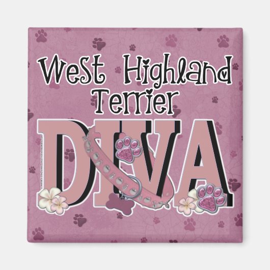 West Highland Terrier DIVA Magneet (Voorkant)