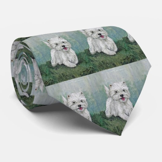 "West Highland Terrier" Dog Art Stropdas. Stropdas (Opgerold)