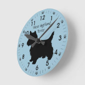 West Highland Terrier Dog Silhouette Persoonlijk Ronde Klok (Hoek)