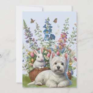 West Highland Terrier en Bunnie Paaskaart Feestdagenkaart