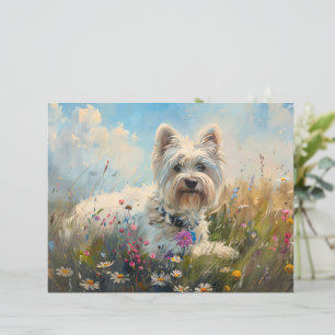 West Highland Terrier Fleur sauvage papier à scand