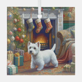 West Highland Terrier Holiday  Glas Ornament