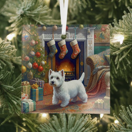 West Highland Terrier Holiday  Glas Ornament (Insitu)