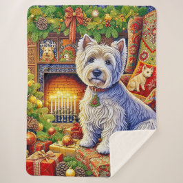 West Highland Terrier Holiday  Sherpa Blanket Sherpa Deken
