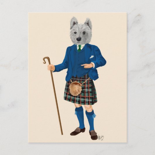 West Highland Terrier in Kilt Briefkaart (Voorkant)