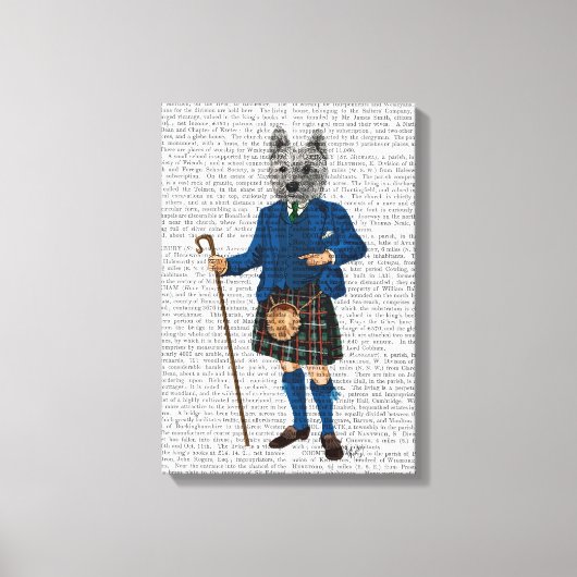 West Highland Terrier in Kilt Canvas Afdruk (Voorkant)