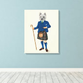 West Highland Terrier in Kilt Canvas Afdruk (Insitu (Houten vloer))