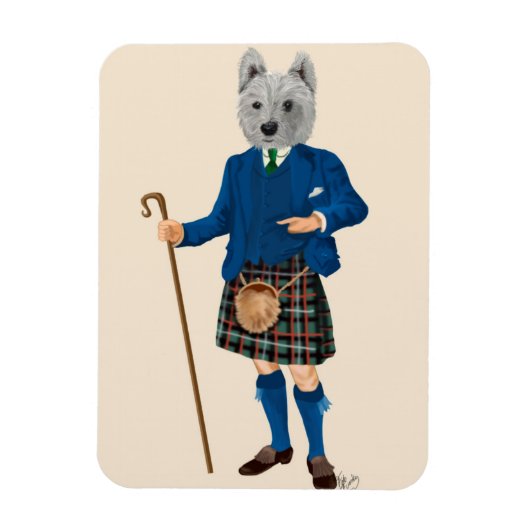 West Highland Terrier in Kilt Magneet (Verticaal)