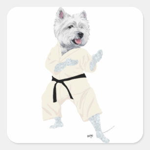 West Highland Terrier KARATE ! Vierkante Sticker